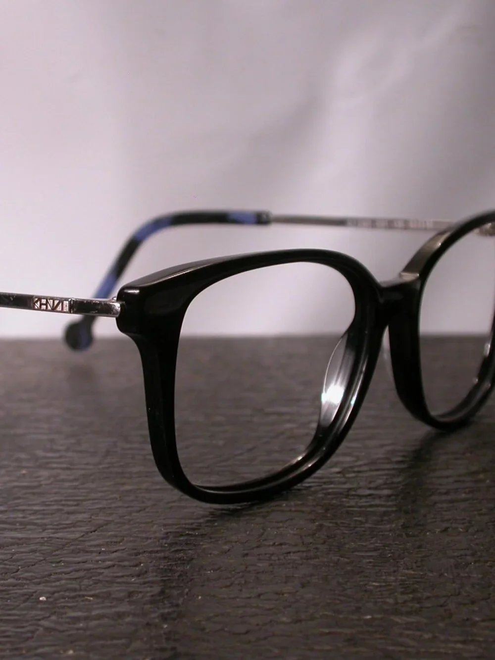 Kenzo Black and Blue Tortoise Stylish Eyeglasses Frames Made in France